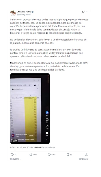 Gustavo Petro sobre aparente fraude en la primera vuelta