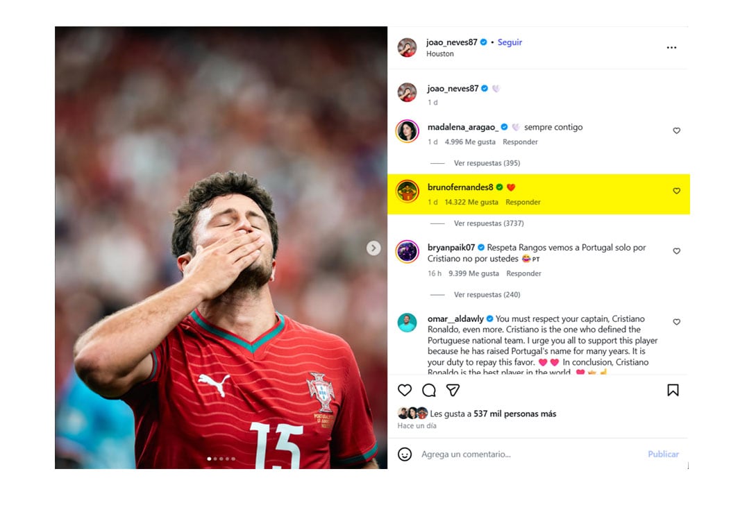 Una frase de João Neves interpretada como un intento de equiparar jerarquías, provocó reacciones masivas en redes sociales (@joao_neves87)
