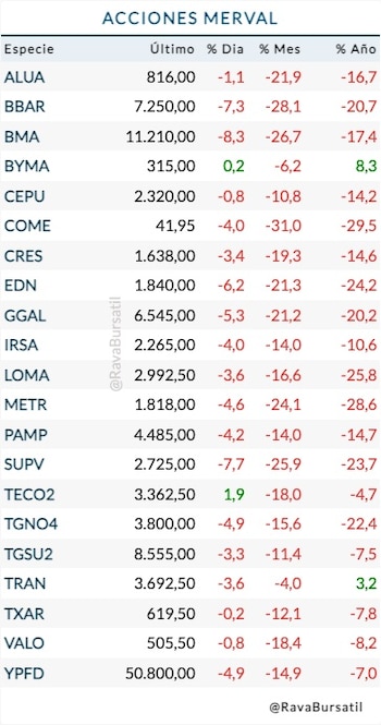 Fuente: Rava Bursátil-precios en pesos.