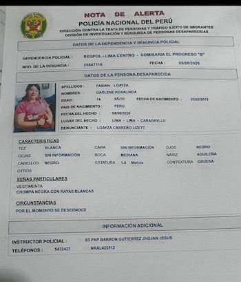 Adolescente desaparecida en Lima: madre denuncia manipulación en redes y pide ayuda a la policía