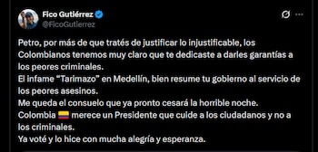 Federico Gutiérrez - crédito @FicoGutierrez/X