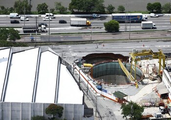 Una vista aérea muestra parte