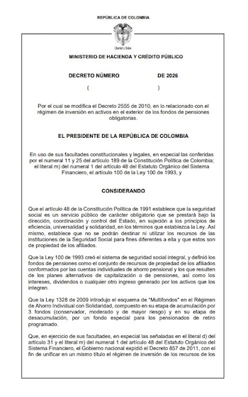 El proyecto de decreto de