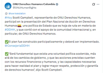 Desde la ONU Derechos Humanos aseguraron cooperación con este plan nacional - crédito @ONUHumanRights/X