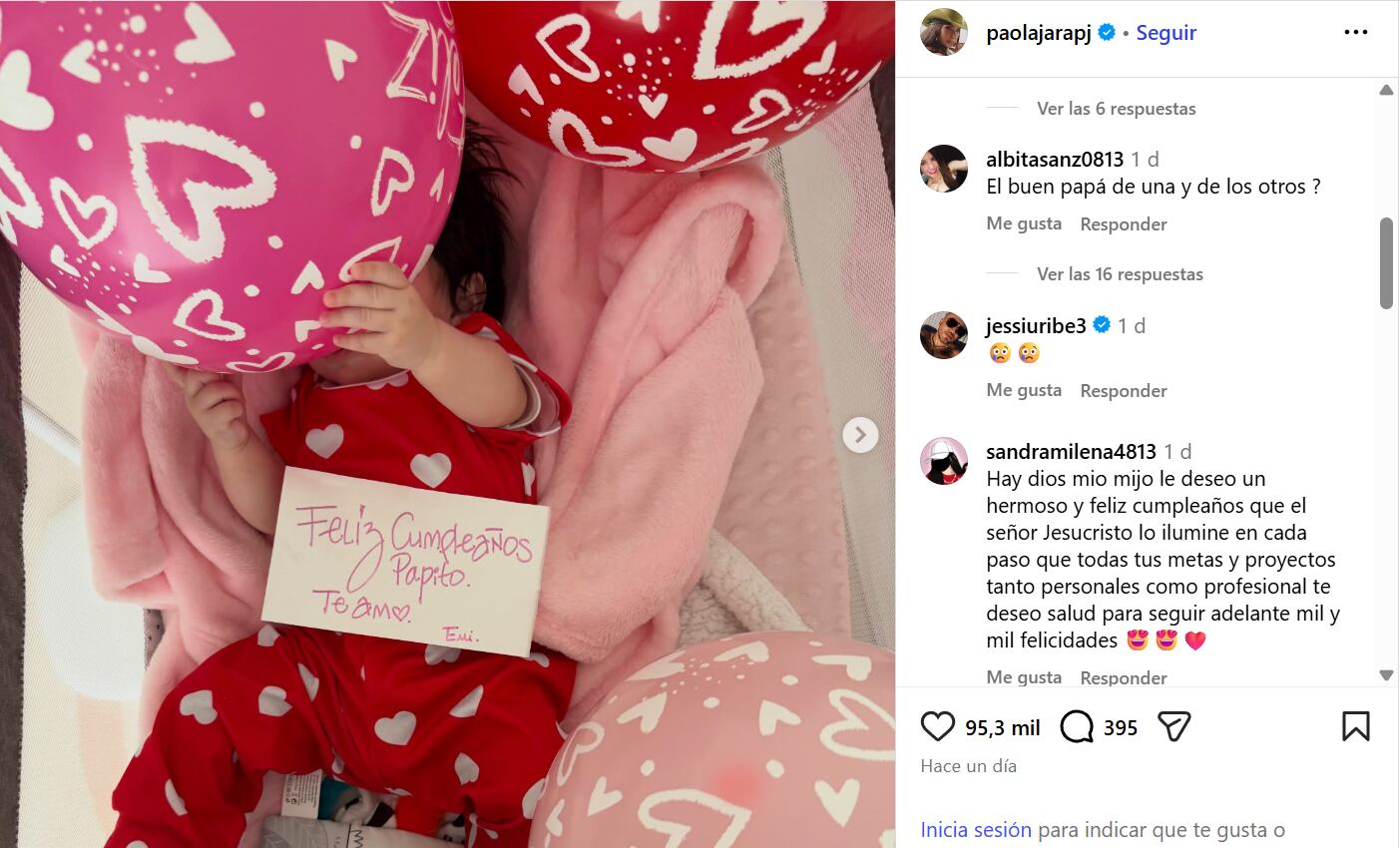 La tierna imagen de Emilia tras haberse visto brevemente su rostro en redes - crédito @paolajarapj/IG