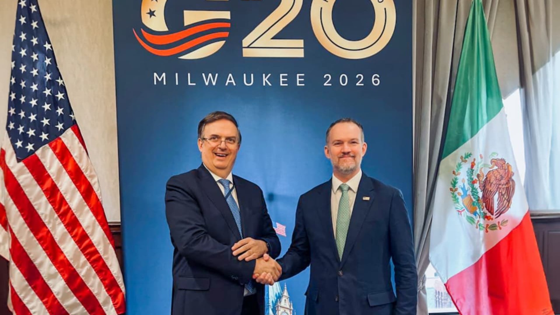 Marcelo Ebrard y Jamieson Greer durante el G20. (X)