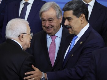 En sus declaraciones públicas, Maduro destacó las reuniones que mantuvo con Vladimir Putin, el mandatario turco Recep Tayyip Erdogan y el presidente de la Autoridad Palestina, Mahmoud Abbas (REUTERS)