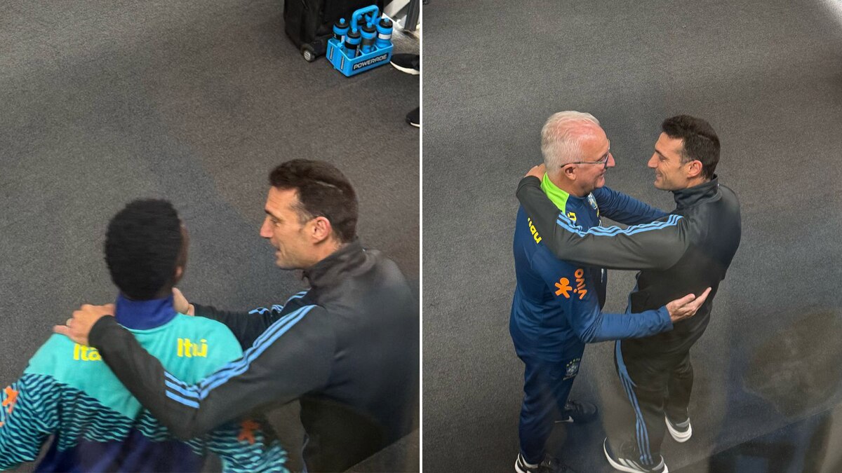 Lionel Scaloni's meeting with Júnior Vinicius and the DT of Brazil, Junior Dorival