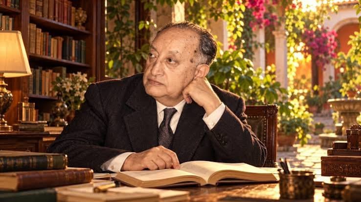 El escritor Miguel Ángel Asturias sostiene un ejemplar de su novela Mulata de tal en una fotografía de archivo. (Ministerio de Cultura y Deportes de Guatemala )