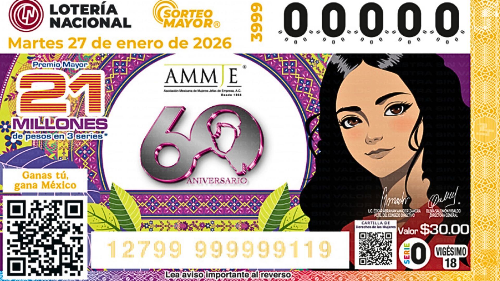 Los números ganadores de la noche de este martes 27 de enero de 2026. (Lotería Nacional)