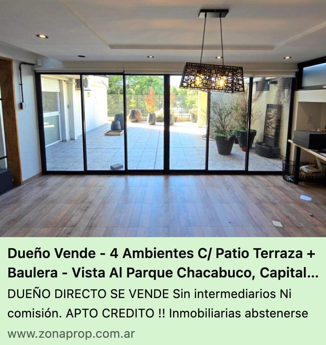 El departamento que Adorni tiene a la venta en Parque Chacabuco