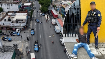 La Policía Nacional captura a dos hombres tras un tiroteo entre vehículos en la calle Martí vía principal en la ciudad de Guatemala