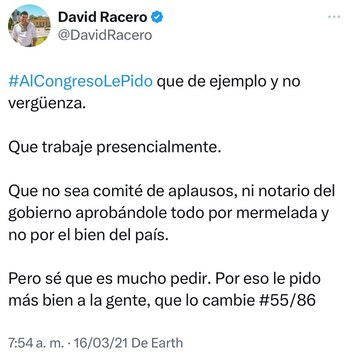 David Racero criticó aprobación de la reforma tributaria de Iván Duque y celebró la pensional de Gustavo Petro - crédito @DavidRacero/X