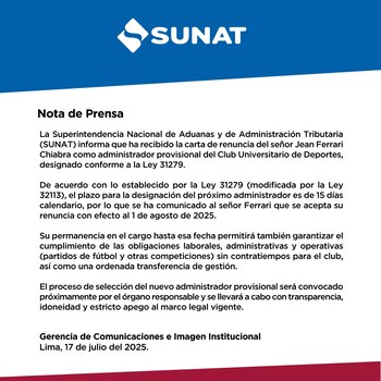 Pronunciamiento de SUNAT sobre la