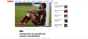 Con la decepción de José Martínez (volante venezolano del Corinthians), otro de los rotativos más importantes de dicho país, mostraron la decepción de la "Vinotinto" tras el fracaso de no ir siquiera al repechaje - crédito Líder En Deportes