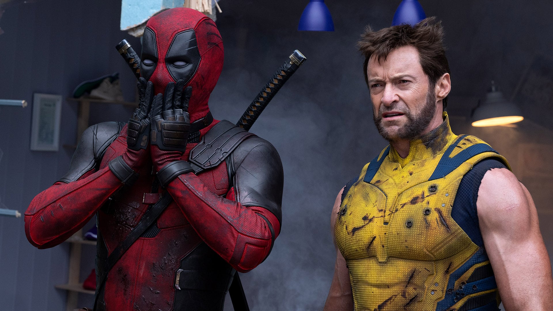 (L-R): Ryan Reynolds as Deadpool/Wade Wilson and Hugh Jackman as Wolverine/Logan in 20th Century Studios/Marvel Studios