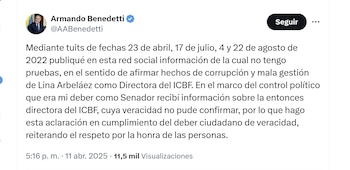 El ministro Armando Benedetti se