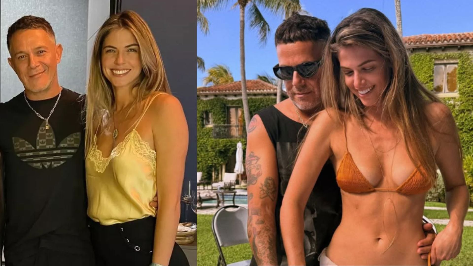 Alejandro Sanz y Stephanie Cayo sonríen en una composición de dos fotos, tras el romántico mensaje del cantante por el cumpleaños de la actriz.