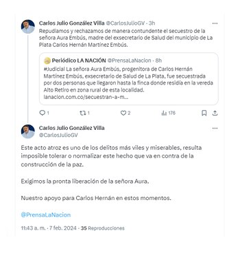 El senador huilense condenó el