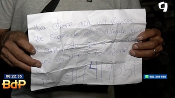 Nota extorsiva firmada por "los