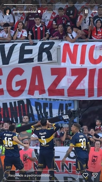 Pedro Rosemblat siguió el Superclásico y compartió el momento del partido en sus redes