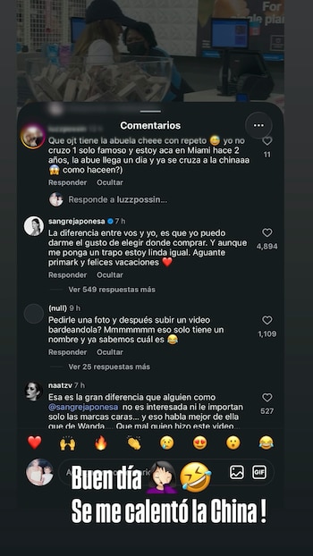La reacción de la usuaria tras la respuesta de la China Suárez