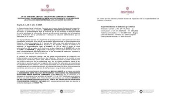 Por omisión, la SIC sancionó al Boyacá Chicó después de una visita administrativa realizada el 21 de julio de 2024 - crédito Superintendencia de Industria y Comercio