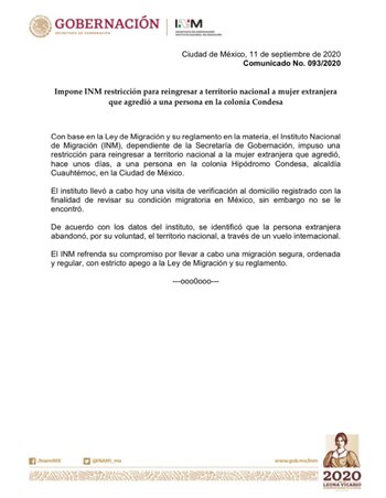 El INM dio a conocer