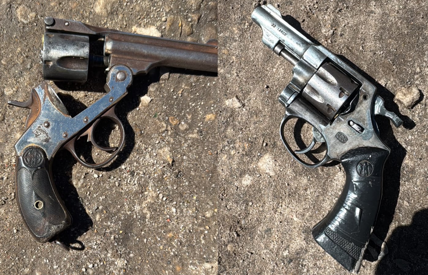 Las dos armas con las que el acusado intentó escapar