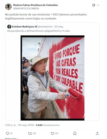 Mafapo se refirió al mural que se pintó a pocos metros de la residencia de Álvaro Uribe Vélez en Rionegro - crédito @MAFAPOCOLOMBIA/X