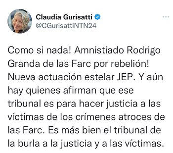Tuit de Claudia Gurisatti.