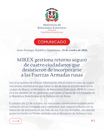 El MIREX asegura que los ciudadanos dominicanos repatriados de Rusia "se mantuvieron en todo momento en un lugar seguro"