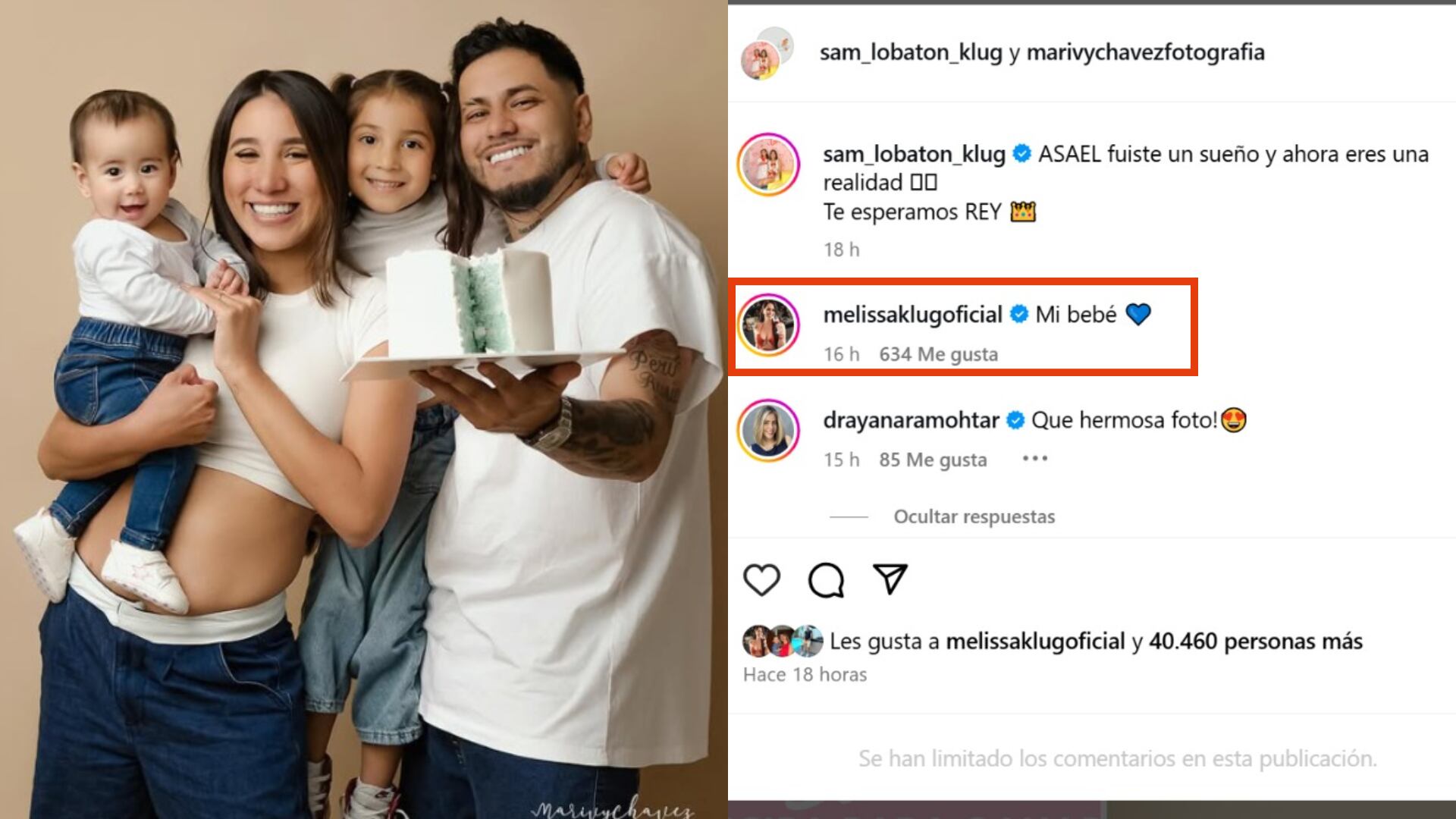 Melissa Klug comentó a publicación de Samahara Lobatón. IG