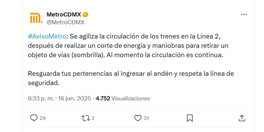 (X/ @MetroCDMX)