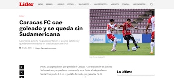 Uno de los diarios deportivos más destacados del país vecino resaltó la derrota del cuadro de los "Demonios Rojos" -crédito Líder Venezuela