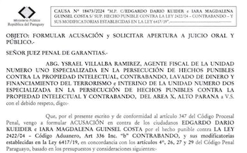 Carátula de la acusación de