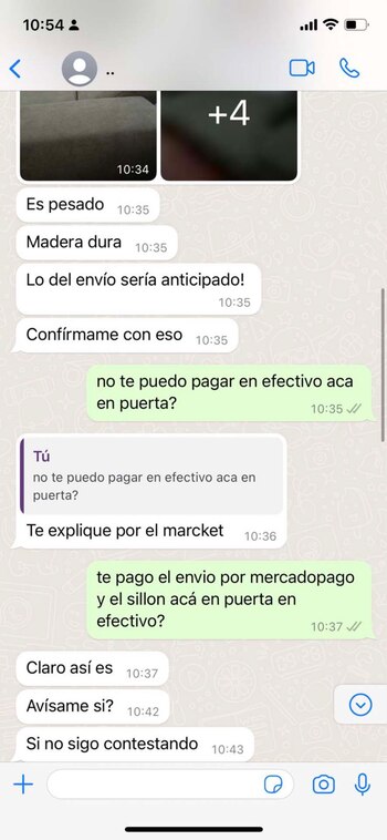 Chat que la estafada mantuvo