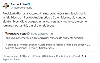 El gobernador de Antioquia le