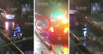 Un autobús impactó a un motociclista en el bulevar Constitución de San Salvador. (Foto cortesía Alcaldía de San Salvador)