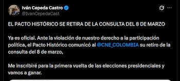 Iván Cepeda compartió la carta