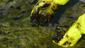 A man works to remove