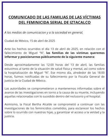 Parte del comunicado compartido en