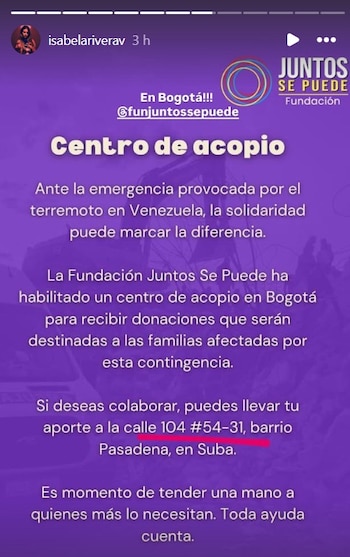 Shakira y otros creadores impulsan ayuda a Venezuela - crédito @isabelariverav/IG