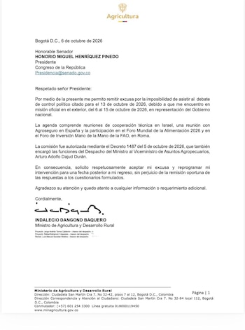 La solicitud formal fue enviada el 6 de octubre de 2026 al presidente del Congreso, Miguel Henríquez Pinedo - crédito @IvanCepedaCast/X