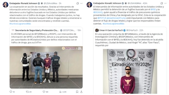 Tweets del embajador de EEUU en México sobre la detención de "Don Flaco". Crédito: X - @USAmbMex