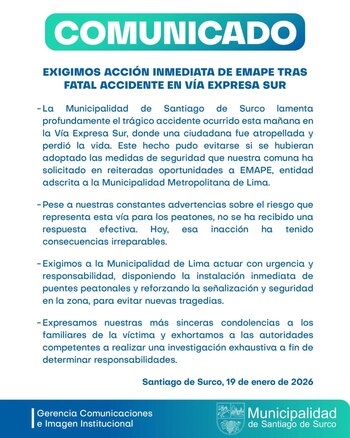 Comunicado de la Municipalidad de