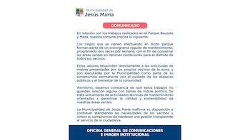 Según el comunicado oficial, el lanzamiento de agua en Bausate y Meza formó parte de acciones técnicas habituales y no tuvo relación con la presencia de manifestantes