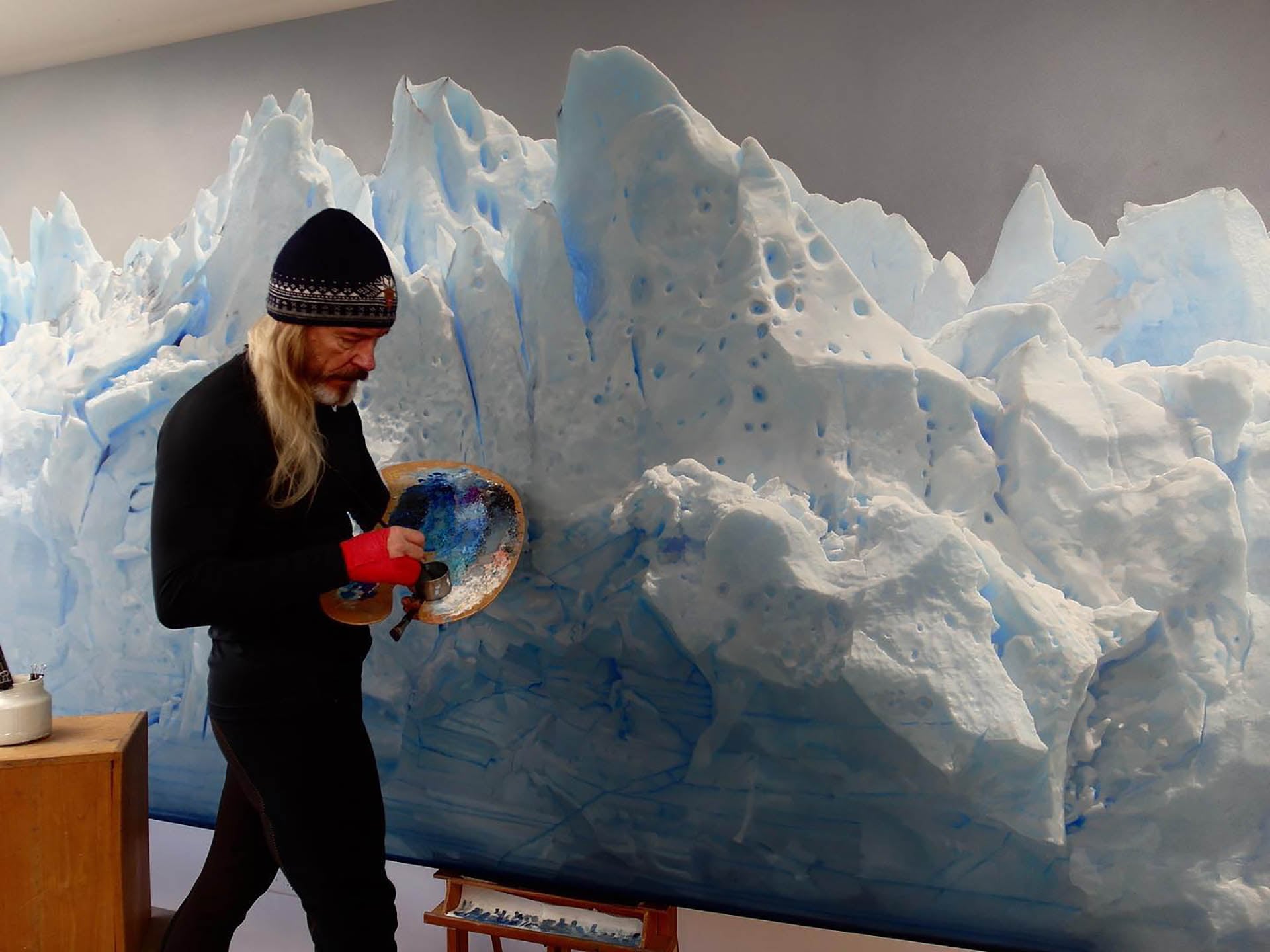Ditsch escaló los hielos del glaciar y de allí su conexión con este paisaje