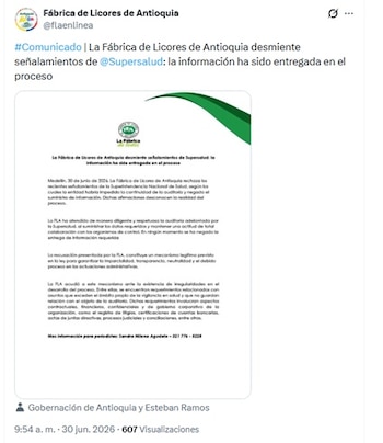 El comunicado se emitió la mañana del martes 30 de junio de 2026 - crédito @flaenlinea/X