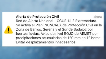 La Junta envía un Es-Alert a las zonas de Barros, Serena y sur de Badajoz por las fuertes lluvias